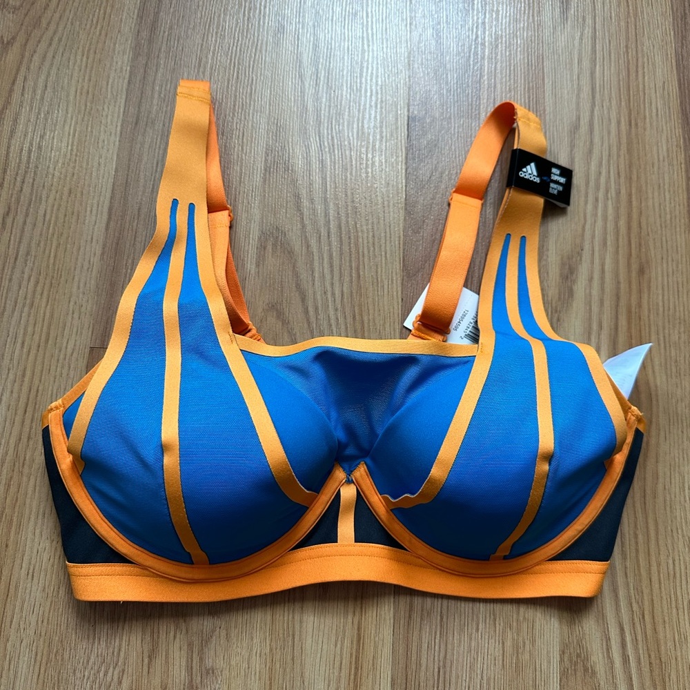 Adidas TLRD Impact Luxe High Support Bra Womens 36B Bright Blue/Orange